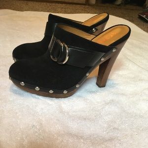 Michael Kors black suede clogs